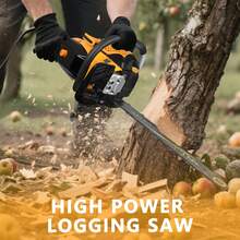 20-Inch 63CC Gas Powered Chainsaw, 2 Stroke Handed Petrol Gasoline Chain Saw With Ergonomic Handle, Small Vibration Cordless Logging Saw Woodworking Tool - 黃色 - 查看 5