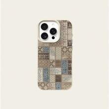 Splicing 1pc TPU Soft Vintage Patchwork Pattern Phone Case Compatible With IPhone 17 Pro Max/17/16 Pro Max/15/13/12/11, S20 FE/A15/S24/A55, Compatible With Redmi Note 11/12/13 Pro, Full-Body Shockproof Protective Cover,International Version, Not The Domestic Version - White - View 5