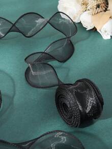 1 Set (9m) Blumen Geschenkband, bunte Dekorations-Schnüre für Partys - Schwarz - Übersicht 9