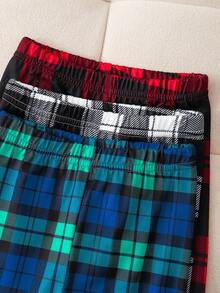 3件套男婴圣诞休闲格子直筒宽松裤，柔软舒适薄款，适合春秋夏季儿童穿着，面料舒适。