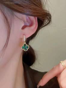 Pendientes de flor de cristal de trébol de lujo, regalos de joyería de alta moda elegante para mujeres, adecuados para usar en cualquier ocasión festiva - trébol de cuatro hojas - Ver 3