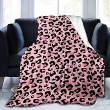 GEL HUT MUN 1pc Pink Leopard Print Blanket, Christmas Decoration Blanket, Gift For Friends, Christmas Gift - Baby Pink - View 8