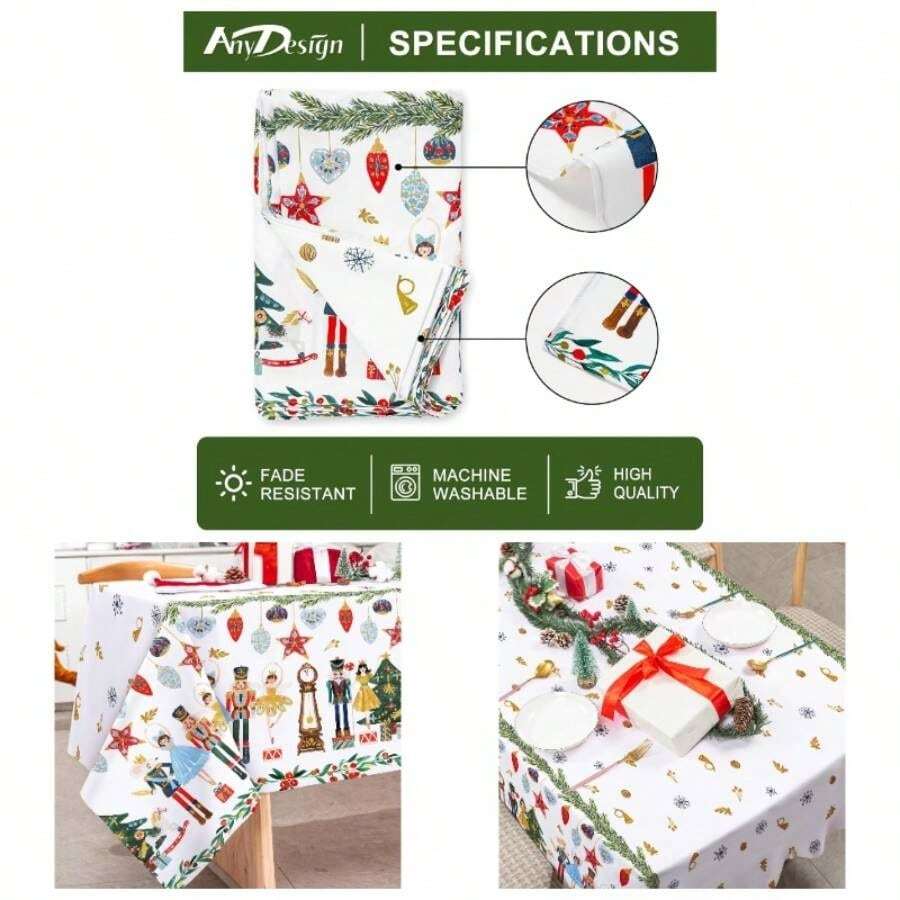 - Mantel rectangular para cascanueces, tela de cascanueces, lavable, para picnic, cena, hogar, cocina, decoracin de, 60x 104 pulgadas - Multicolor - Ver 1