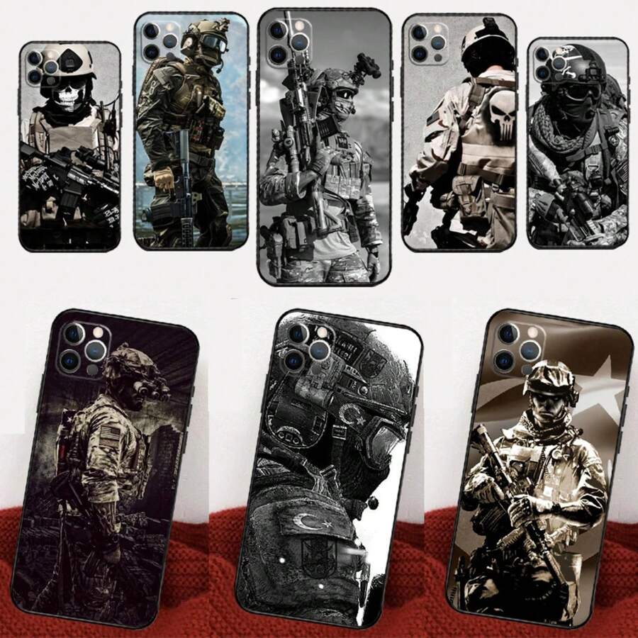 Funda especial del ejército militar compatible con funda de teléfono compatible con 16 15 14 13 12 11 Pro Max Mini X XS XR 6 Plus, funda compatible con 17, funda 17 Pro, funda 17 Pro Max - ZAC468 - Ver 1