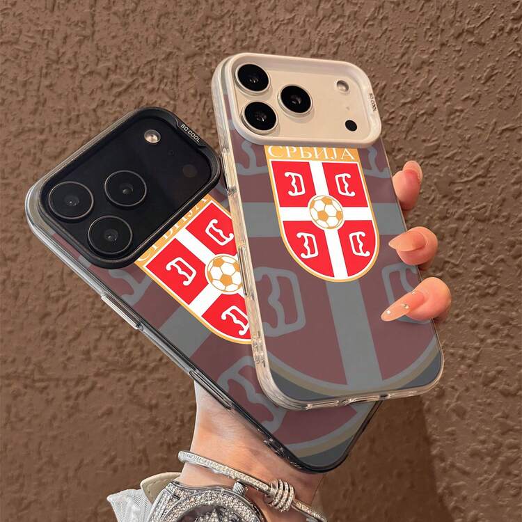 Funda para móvil con el logo de la selección serbia de fútbol. Compatible con teléfonos ,  17,  16 Pro Max,  15 Pro Max,  13 y  12. Fabricada en TPU para una protección eficaz contra golpes y caídas. Un regalo ideal para familiares, amigos, seres queridos, parejas y para Navidad. - Negro - Añade 3