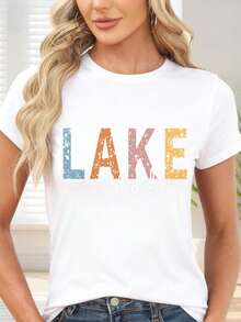 Lake Mode Print T-Shirt In Multicolor Colors For Lake Holidays - White - View 1