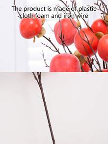 1pc Artificial Persimmon Decoration, Suitable For Decoration On Home Living Room Windowsills, Fireplace In Various Rooms, Ideal For New Year, Wedding Events, Thanksgiving Table Decorations, Evergreen Holly Fruits