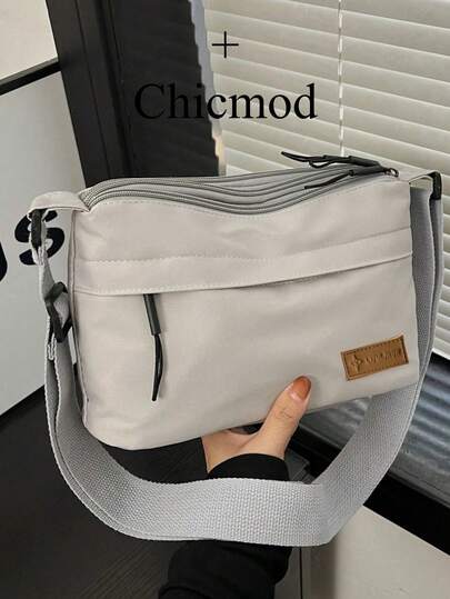 [1 Waterproof Sling Bag] 1 Piece VMI Casual Nylon Sling Bag For Men And Women, Adjustable Shoulder Strap, Waterproof Zipper One Shoulder Crossbody Bag With Multiple Pockets, Solid Color, Polyester Lining, Suitable For Shopping, Wallet, College, Young Women, University Students, Beginners, White-Collar. Very Suitable For Office, University, Work, Business, Commuting, Outdoor Activities, Travel And Hiking.