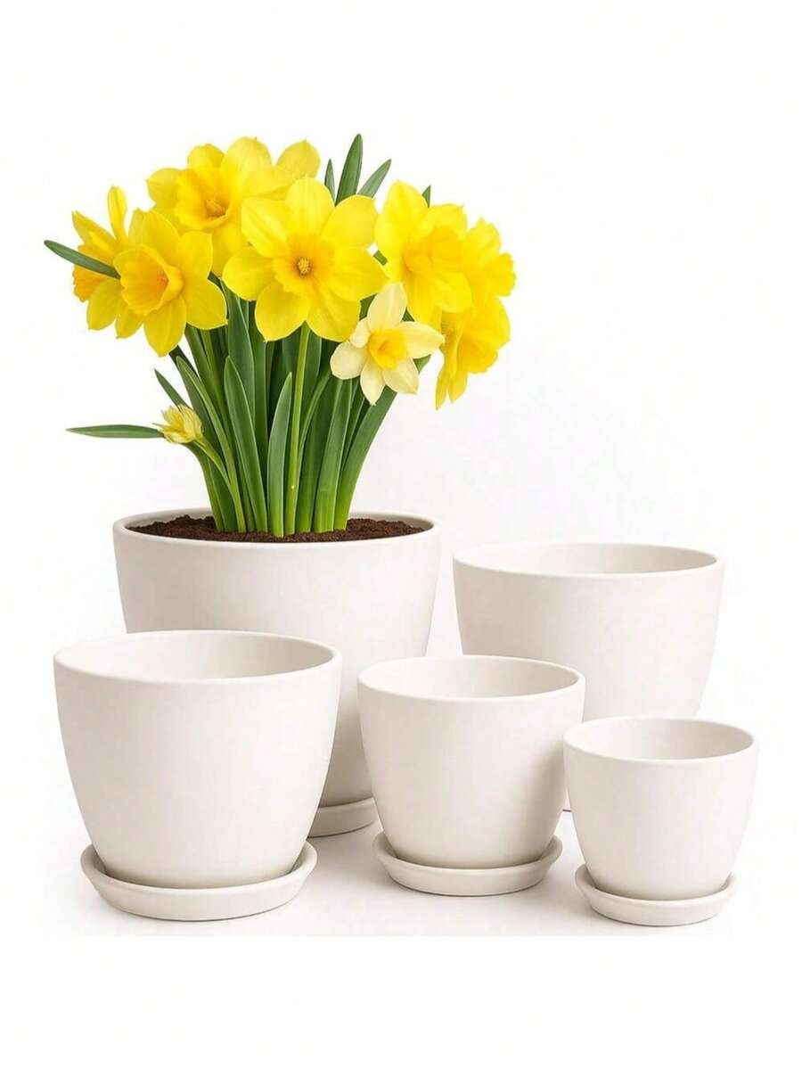 3PCS/2PCS 花盆 Utopia Home - 室内花盆 排水花园花盆，适用于室内花盆 白色塑料花盆 - 非常适合存放填充物或装饰房间、办公室、家庭、新年装饰、情人节装饰、家居卧室窗户装饰、植物存放植物种植花盆、春季装饰、园艺用品、花园、花园装饰品、花园花盆、户外花园装饰品、花园配件。 - 彩色 - 查看 1