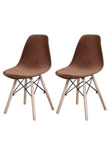1pc/2pcs Solid Color Velvet Chair Cover, Elastic Slipcover, Nordic Style Vanity Stool, Wear-Resistant, Scratch-Resistant, Home Decor, Solid Color, Backrest Cover, Seat Cushion Cover, Suitable For Hotel, Home, Restaurant - Dark Brown - View 11