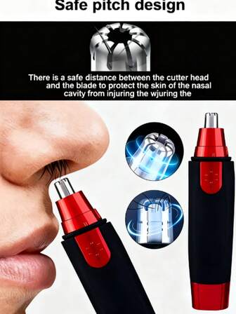 1PC Electric Nose Hair Trimmer, Professional Painless Nose And Ear Hair Trimmer For Men And Women, Waterproof Stainless Steel Head, Silent And Efficient, Battery Powered, Easy To Clean