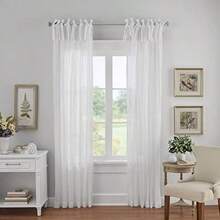 Home Fashions Cortina Ajustable Semi-Transparente, Panel Singular, Cortina paño de Ventana, Cottage, Azul Suave, 52" x 95" (1 Panel), 1, 1(132.1An x 274.3Al cm (1 Paneles) Blanco) - Multicolor - Ver 1