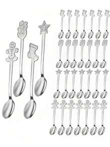 1/4/8pcsStainless Steel Ramadan-Themed Creative Spoons, Featuring Cartoon And Fun Designs. These Include Coffee Spoons, Dessert Spoons, Mixing Spoons, Snowman Ice Cream Spoons. Suitable For Family And Friends Gatherings, Ramadan Festivals, Valentine's Day And Other Various Party And Event Occasions. - Multicolor - View 12