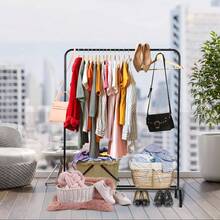 Metal Clothing Rack Garment Rack, Closet Rack Heavy Duty Hanging Racks Clothes With Top Rod And Storage Bottom Shelf, Clothes Rail Hanger Stand Hanging Coats, Skirts, Shirts 43.5 In - White - White - View 7