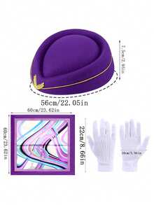 D EXCEED 1/2/3 Pcs Stewardess Hat, Scarf & Airplane Pin Set – Women's Flight Attendant Cosplay Accessories For Halloween, Themed Parties & Costume Events - Multicolor - View 11