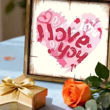 قطعة واحدة من لافتة خشبية عتيقة بشعار عيد الحب، بنمط قلب وردي، مادة مسمكة لديكور غرفة النوم/غرفة المعيشة/المكتب، هدية للأزواج/ديكور العطلات، يمكن استخدامها كديكور معلق أو زخرفة - لافتة بإطار خشبي متعدد الألوان - مشاهدة 6