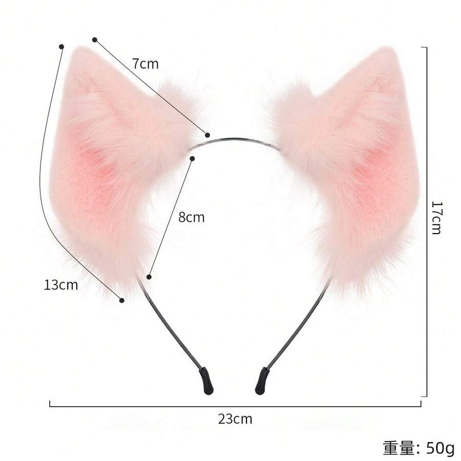 Handmade Realistic Animal Ear Headband Cosplay Pink Pig Ear Headband Plush Comic Con Animal Ear Accessories - 粉色 - 查看 1