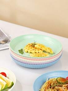 2/5pcs Plastic Plates, Suitable For Camping/Restaurant/Kitchen, Dishwasher , Food Plates, Fruit Plates, Dessert Plates, Snack Plates, Kitchen Dining Plates, Snack Trays - Multicolor - View 4