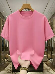 Basic Versatile Plain T-Shirt, Gym/Workout, Imported, Premium Fabric, For Her/Him, Gift, 100% Cotton Shirt, Immediate Shipping - 淺粉色 - 查看 1