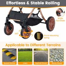 3-In-1 Pet Stroller W/ Removable Carrier Sun Shade Removable Pad Safety Belt - Black - View 7