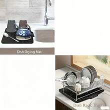 1pc Heavy Duty 14.17x11.02 Inch Anti-Slip Kitchen Dish Drying Mat With Built-In Drainage System, Easy To Clean Surface, Compatible With Sink, Refrigerator And Dish Rack - Ideal For Modern Kitchen And Home Kitchen Items Kitchen Accessories Kitchen Tools