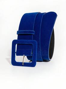 1pc Women's Simple Buckle Belt, Suitable For Pairing With Dresses - Blue - View 3