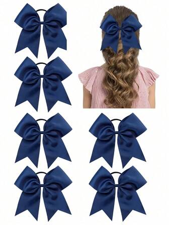 6 st. cheerleader-hårsnodd för flickor, flickor, hästsvanshållare, resårband, cheerleaders-hårrosetter, tävlingssporter, elastiska hårsnoddar, tillbehör