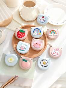 1件装便携式卡通迷你缝纫套装家用缝纫工具收纳盒草莓桃子