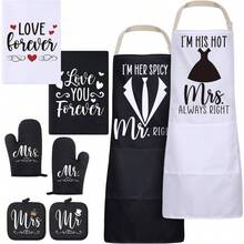- Delantales de Navidad para parejas, regalo de despedida de soltera, toalla para horno, manopla, cocina, para boda, negro rojo, as shown in picture - Estilo clásico - Ver 2