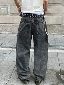 1 chiếc quần jeans nam ống đứng Infinite Jeans, chất lượng cao, thoải mái (không bao gồm thắt lưng và phụ kiện) - Xám - Xem 6