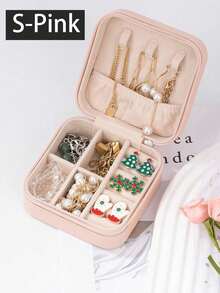 1个旅行双层首饰盒，PU皮革首饰收纳盒，按扣式首饰整理盒，便携式旅行首饰展示盒，多隔层首饰收纳盒，可收纳戒指、吊坠、耳环、项链等，适合海滩、浴室、卧室等场所，是送给女性的时尚礼物、生日礼物、万圣节礼物、圣诞节礼物的理想之选。 - 彩色 - 查看 15