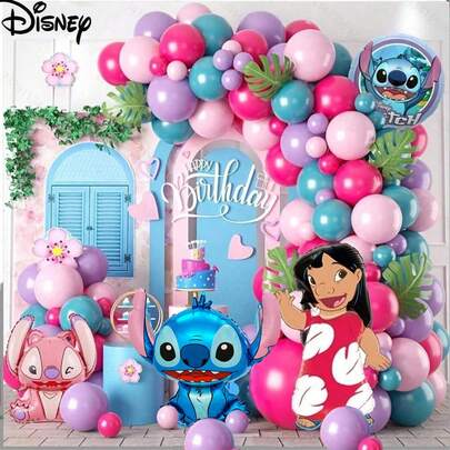 96 pezzi Set di palloncini per festa di compleanno a tema Stitch, palloncini per creare atmosfera per feste di famiglia, feste universitarie, sfondo in lattice