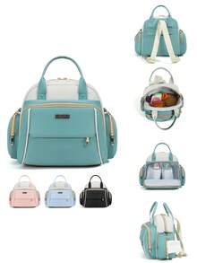 Mochila cambiadora, bolso de pañales para bebé con bolsillo aislado, para llevar al hombro/a mano, bolso de mamá para viajes - Multicolor - Ver 3