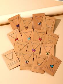 5/15 piezas Elegante conjunto de collares de cartón con lazo, corazón y rhinestones para mujeres, adecuado para citas, fiestas, bailes, festivales, cumpleaños y uso diario (sin caja) - Multicolor - Ver 7