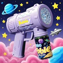 10-Hole Fully Automatic Outdoor Bubble Machine, Bubble Gun With Colorful Lights And Thousands Of Bubbles, Summer Outdoor Beach Toy, Birthday Gift For Boys And Girls, Holiday Gift Toy, Essential For Halloween, Christmas And Wedding Games. - Màu xanh đậm - Xem 5