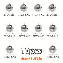 30 piezas de mini adornos de bola de disco, bolas de vidrio reflectantes plateadas para decoración de fiesta de Mardi Gras, regalo de árbol de Navidad brillante - 4 cm, 10 unidades - Ver 3