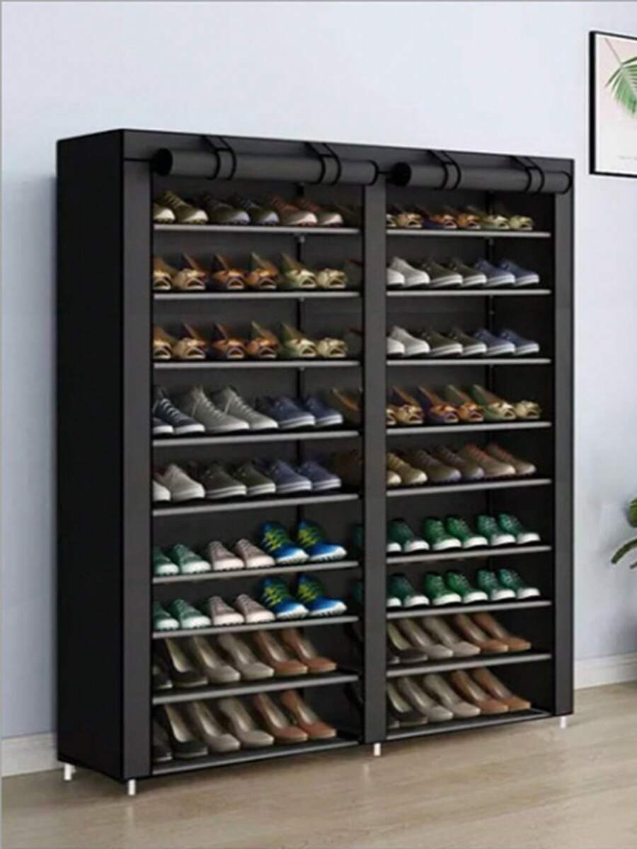 Zapatera Doble Organizador Cubierta de Tela Impermeable, Estante con Estructura de Acero de 7 Niveles,Estante de zapatos de lona de 14 niveles, armario de zapatos, organizador de zapatos independiente para sala de estar y pasillo, puede almacenar 42 pares de zapatos con cubierta a prueba de polvo.