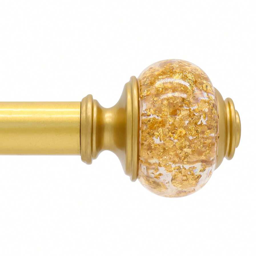 1pc Gold-Color Tin Foil Style Curtain Rod, Iron Rod, Durable, Waterproof, Rust-Proof, Elegant High-End, Suitable For Living Room, Kitchen, Bathroom, Great Gift For Valentine's Day, Ramadan, Spring/Summer - Gold - View 1