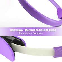 Anillo de Pilates, diámetro 15in/38cm Dual Gripped Fitness Aro de Resistencia Accesorios para Pilates, NBR Antideslizante Suave Confortable Ideal para Yoga - Morado - Ver 5