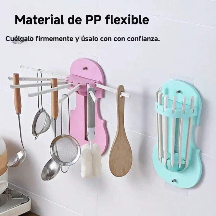 Gancho para Cocina y Baños, 7 ganchos en uno, Multifuncional para tus Hogares, Fácil de Usar - Verde - Ver 1