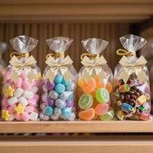 50 PCS Twist Tie Bows Satin Ribbon Bows 3.3 Inch Gift Wrap Bows Craft Bows For Gift Wrapping, Party Decorations Gifts Bag DIY Treat Bags Wedding Decor Baby Shower Christmas (Golden),DIY Crafts, Christmas Ornaments - Vàng - Xem 3