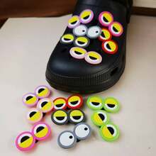 14pcs Colorful PVC Cartoon Frog Eye Hole Shoe Decorations, Shoe Accessories, Frog Ornaments, Children/Student Gift, Christmas Gift - Multicolor - View 2