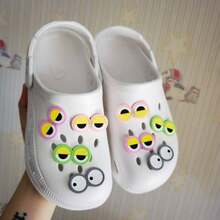 14pcs Colorful PVC Cartoon Frog Eye Hole Shoe Decorations, Shoe Accessories, Frog Ornaments, Children/Student Gift, Christmas Gift - Multicolor - View 5