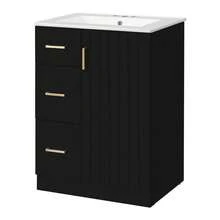 MERAX 24" Modern Bathroom Vanity With Sink, Small Bathroom Sink Cabinet With 2 Drawers And Soft-Closing Door, Under-Mount Sink Bathroom Cabinet With Drawers, Black - 黑色 - 查看 10