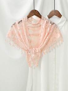 1件女士碎花蕾丝边领巾,适合春夏婚礼、派对、外出就餐等场合,带流苏,可作面纱,适合秋季婚礼、女士服装、情人节配饰。 - 純色 - 查看 26