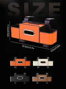 三合一汽车后座储物盒，2025新款多功能汽车座椅靠背储物盒，多功能汽车后座储物整理器 - 带2个杯架、纸巾盒、挂钩的汽车储物袋，适合旅行、自驾游和斋月礼物 - 彩色 - 查看 3