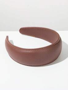 1 chiếc băng đô bản rộng bằng da PU màu trơn cổ điển, kiểu dáng đơn giản, thời trang, đa năng, màu tím nhạt cao cấp, phụ kiện tóc thanh lịch, thích hợp cho mùa thu/đông. - Nhiều màu - Xem 10