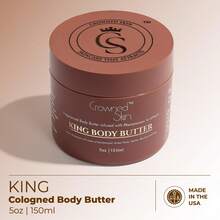 Crowned Skin King Cologned Body Butter Duo Set | Warm And Sensual Scent | Blended With Sandalwood & Leather | Infused With Organic Shea & Mango Butters | Moisturizing Formula With All-Day Fragrance | 5oz,Winter Christmas Gifts - 駝色 - 查看 2