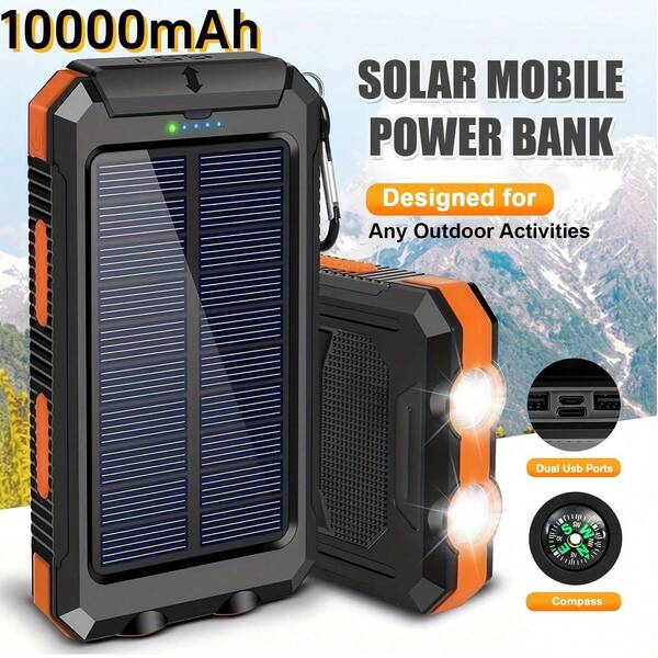 [Portable Solar Charger] Fast Charging 36800MAh Solar Charger Power Bank | Portable Charger For All Devices - Durable With Compass,Hiking Buckle And LED Flashlight For Field Operations,Camping,Ideal For Festival Gift,High Quality Solar Phone Charger For Camping Hiking Travel