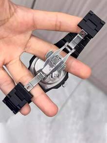 TOMI 礼盒套装，优雅简约商务男士腕表，哑光油塑表带条纹表盘石英表，时尚男士腕表套装，适合日常生活、节日送礼、父亲节、圣诞节等场合。 - 黑色 - 查看 8